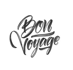 Obraz premium Handwritten brush type lettering of Bon Voyage on white background