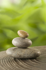 Obraz na płótnie Canvas Zen Stones with upper leafy background