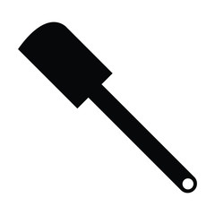 A black and white silhouette of a spatula