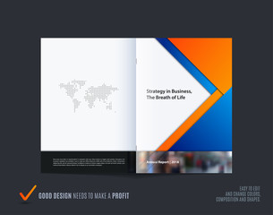 Abstract double-page brochure material design style with colourful layers for branding. Business vector presentation broadside.