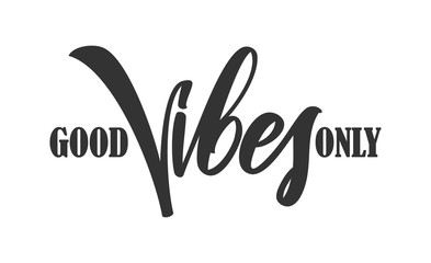 Type lettering composition of Good Vibes on white background - obrazy, fototapety, plakaty