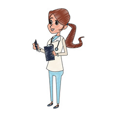 Cute female doctor cartoon vector illustration graphic design