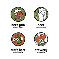 Beer pub posters, stickers, emblems