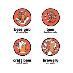 Beer pub posters, stickers, emblems