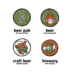 Beer pub posters, stickers, emblems