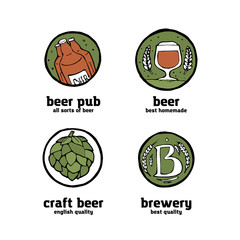 Beer pub posters, stickers, emblems