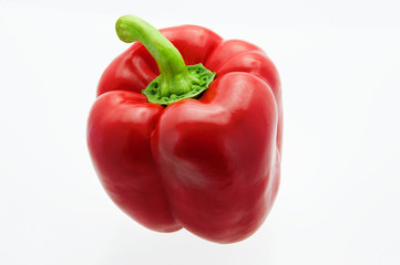 Fresh, beautiful bell sweet pepper on white background, close-up. Isolated.