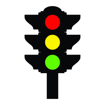 recommend clip art: A black, white, red, yellow and green silhouette of a set of traffic lights