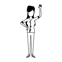 Young woman doing hands expressions vector illustration graphic design