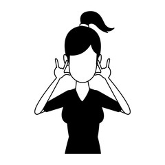 Young woman doing hands expressions vector illustration graphic design