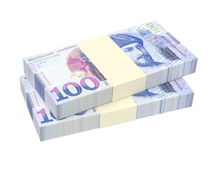 Georgian lari bills isolated on white background. 3D illustration.
