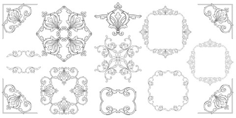 Vector baroque of vintage elements for design. 