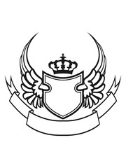 krone schild wappen könig flügel emblem rahmen banner design logo text schreiben name feld leer cool