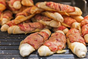 bakery with bacon closeup