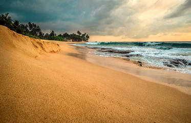 Beautiful Tropical Sea view under sunset sky at Sri Lankain beach