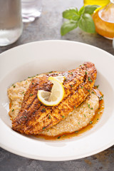 Grits with fried fish