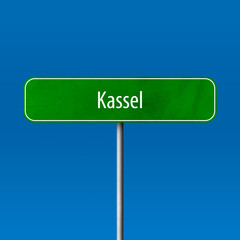 Kassel Town sign - place-name sign