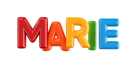 isolated colorfull 3d Kid Name balloon font Marie