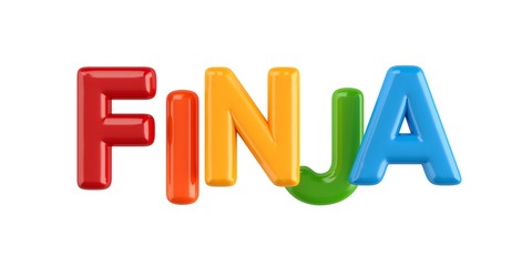 isolated colorfull 3d Kid Name balloon font Finja