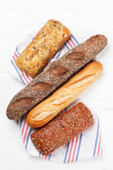 Various crusty bread and buns