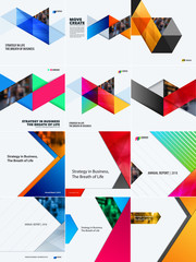 Set of modern design abstract templates. Creative business background with colourful triangles for promotion, banner, brand printing, party, celebration, night club