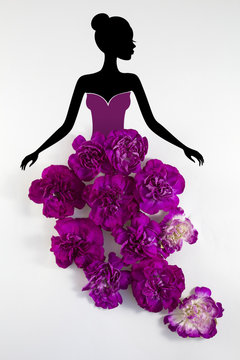 Silhouette of a girl in a floral dress