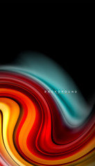 Abstract wave lines fluid rainbow style color stripes on black background