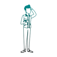 Young man student cartoon vector illustration graphic design