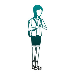 Young student woman cartoon vector illustration graphic design
