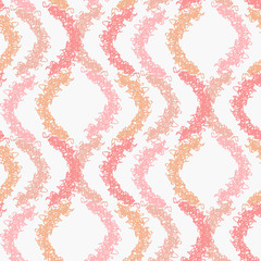 Abstract pastel seamless pattern with pink scribble wavy elements. Cute orange kids texture with scribbled geometric semicircles in retro scandinavian style for textile, wrapping paper, surface