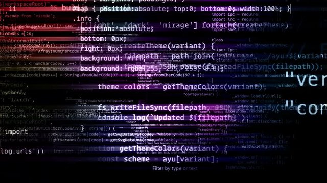The abstract code moves in the virtual space. looped