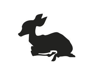 baby deer lying, silhouette, vector