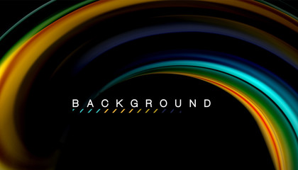 Fluid mixing colors, vector wave abstract background