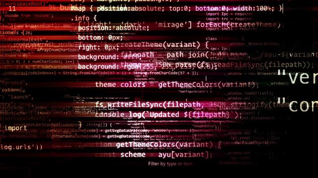 The abstract code moves in the virtual space. looped