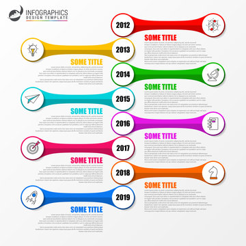 Infographic design template. Timeline concept with 8 steps