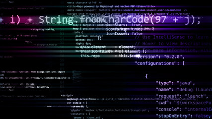 3D rendering of abstract blocks of code located in the virtual space