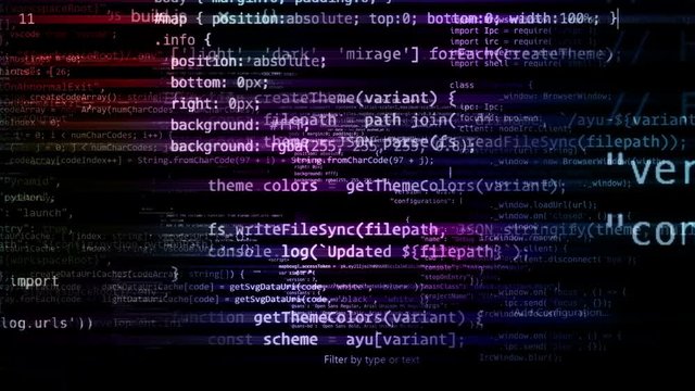 The abstract code moves in the virtual space. looped