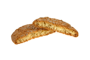 round cookies with sunflower seeds on white background