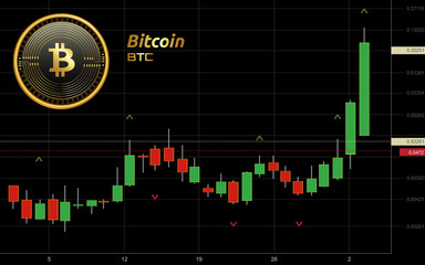 Bitcoin Cryptocurrency Coin Candlestick Trading Chart Background