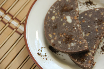 Chocolate dessert on a plate