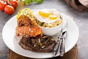 Southern surf and turf with potatoes and eggs