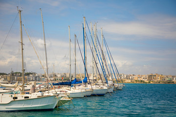 Fototapeta na wymiar View of the port of Otranto in sunny day, Italy