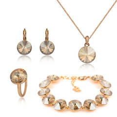 Set of fashion jewelry isolated on white