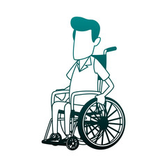 Man in wheelchair cartoon vector illustration graphic design