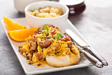Breakfast biscuits with scrambled eggs