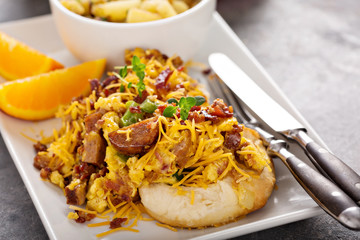 Breakfast biscuits with scrambled eggs