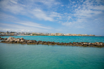 View of small town Otranto from Aragonese Castle, province of Lecce in the Salento peninsula, Italy