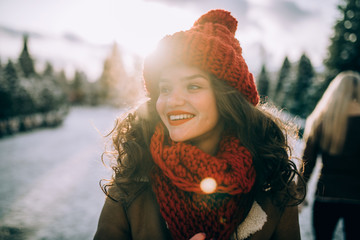 The Russian beauty in the winter city