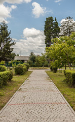 Stone lined path in the park