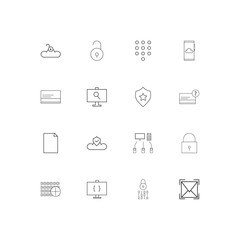 Cyber Security linear thin icons set. Outlined simple vector icons